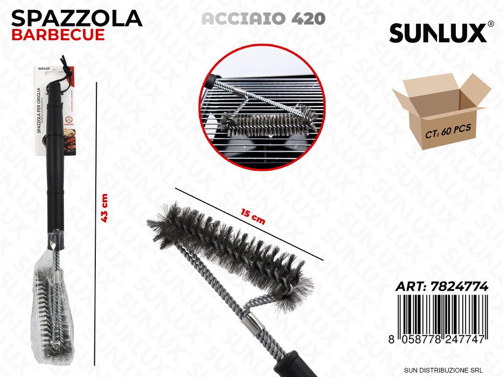 Spazzola per Griglia Bbq Acciaio 420 15*43CM