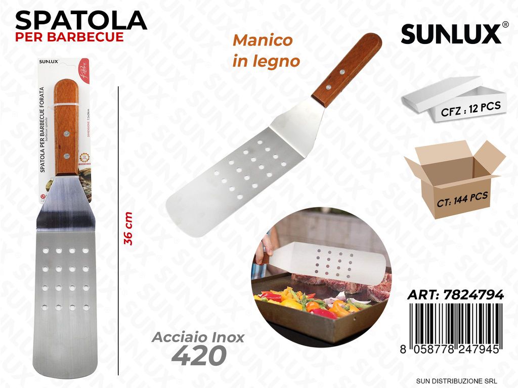 Spatola per Barbecue Forata Acciaio 420 36CM