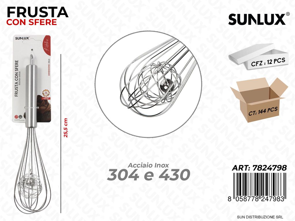 Frusta con Sfere in Acciaio 430*304 25.5CM