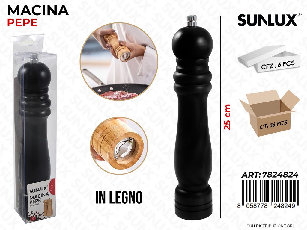 Macina Pepe in Legno Nero 25CM