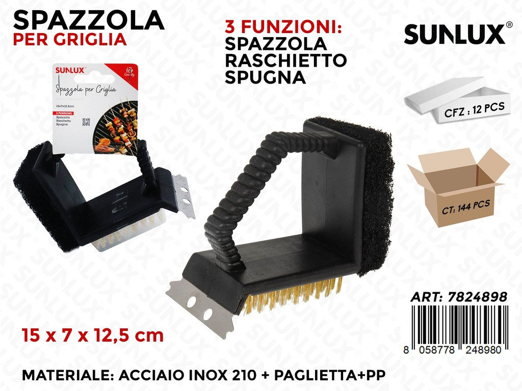Sunlux Spazzola per Griglia 3FUNZ. 15*7*12.5CM