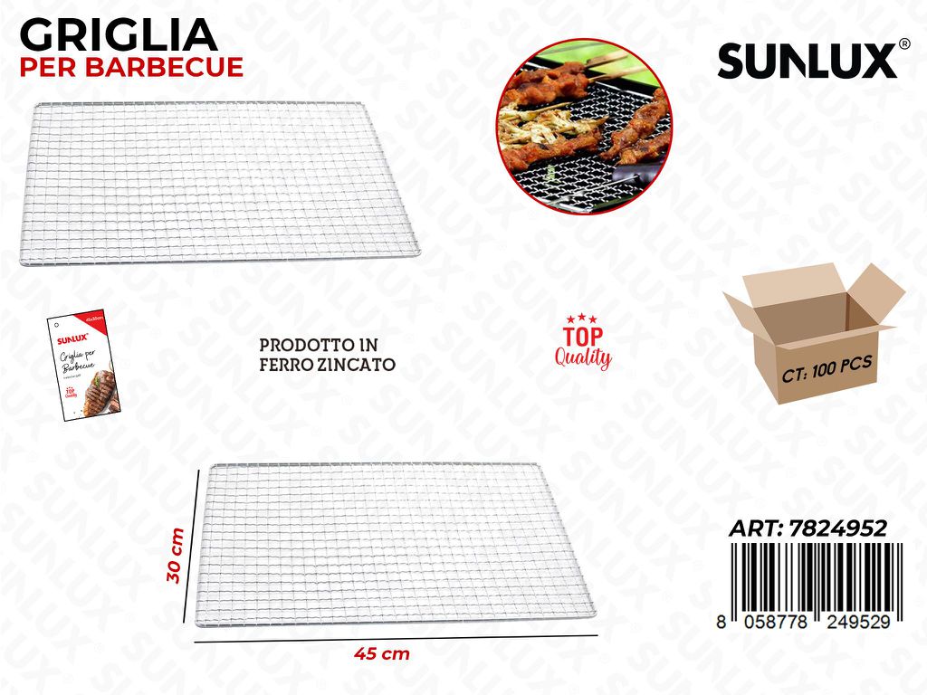 Griglia per Barbecue Ferro Zinzato 45*30CM/ Pz da 10