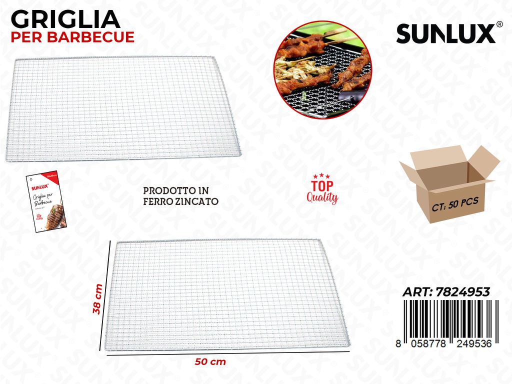 Griglia per Barbecue Ferro Zinzato 50*38CM