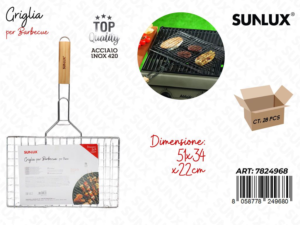 Sunlux Griglia per Bbq Acciaio 420 51*34*22CM