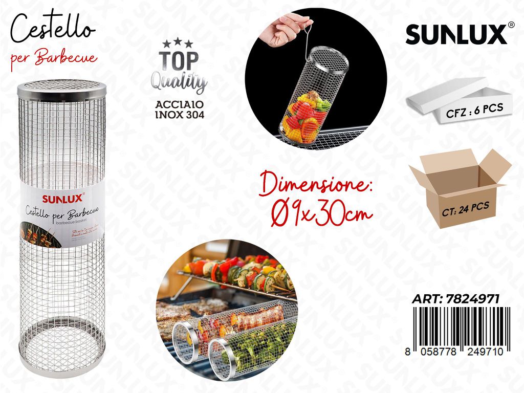 Sunlux Cestello per Bbq Acciaio 304 9*30CM
