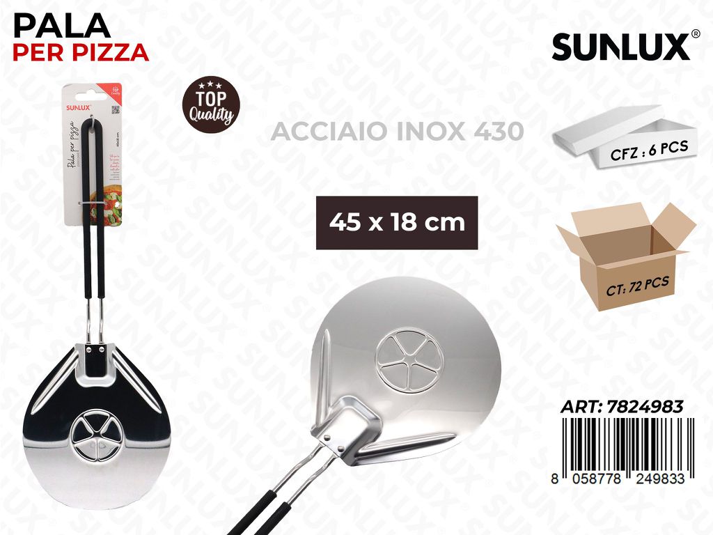 Sunlux Pala per Pizza Acciaio 430 45*18CM