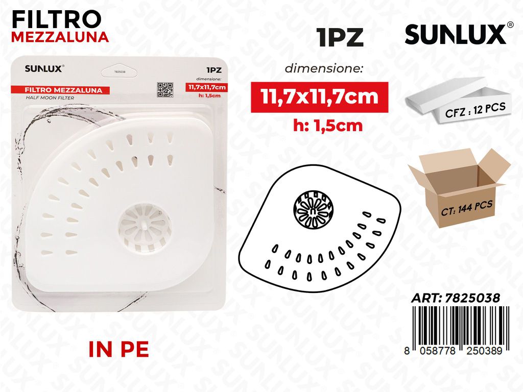 Sunlux Filtro Mezzaluna Pe 11.7*11.7*1.5CM