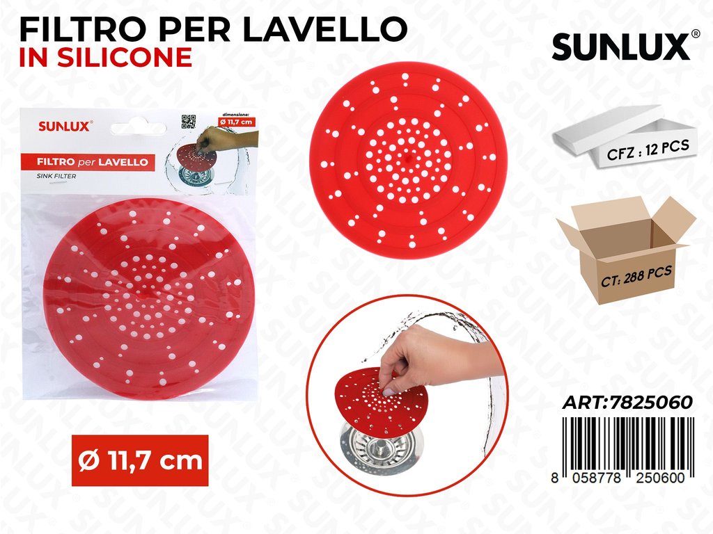 Sunlux Filtro Lavello Silicone 11.7CM