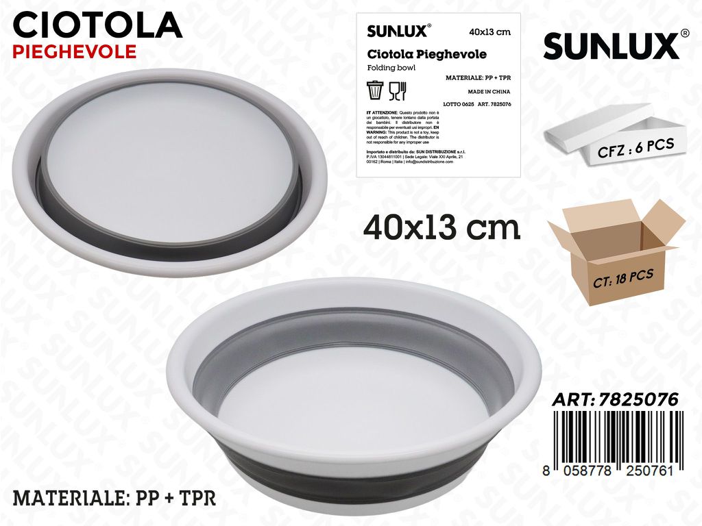 Sunlux Ciotola Pieghevole Plast. 40*13CM