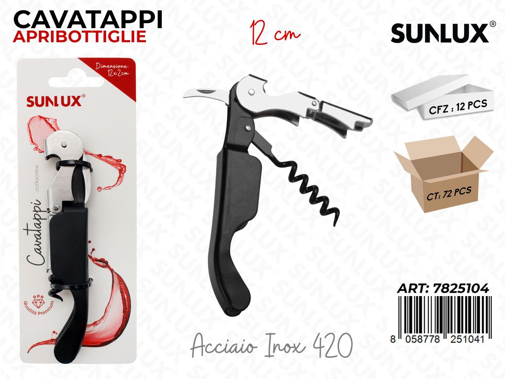 Sunlux Cavatappi Acc. Inox 420 12CM / Pz da 12