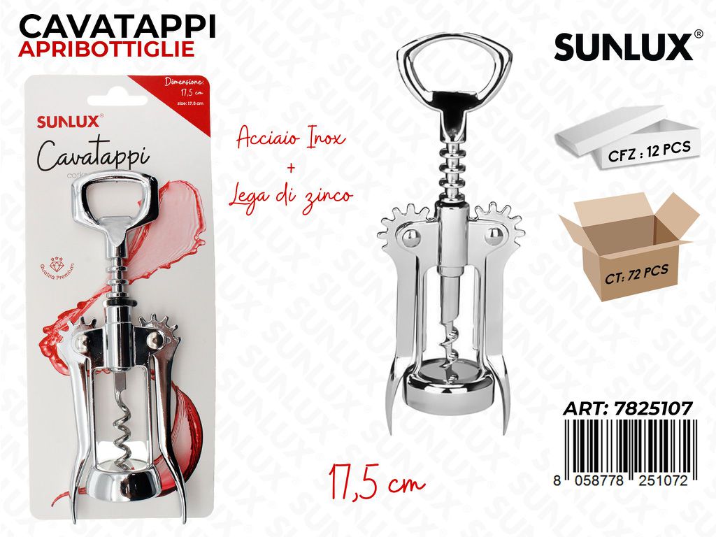 Sunlux Cavatappi Acc. Inox 17.5CM / Pz da 12
