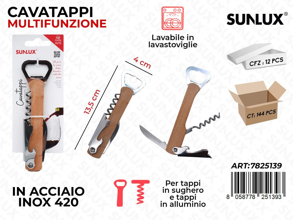 Sunlux Cavatappi Multif. Acc.inox 420 Ass. 13.5*4CM