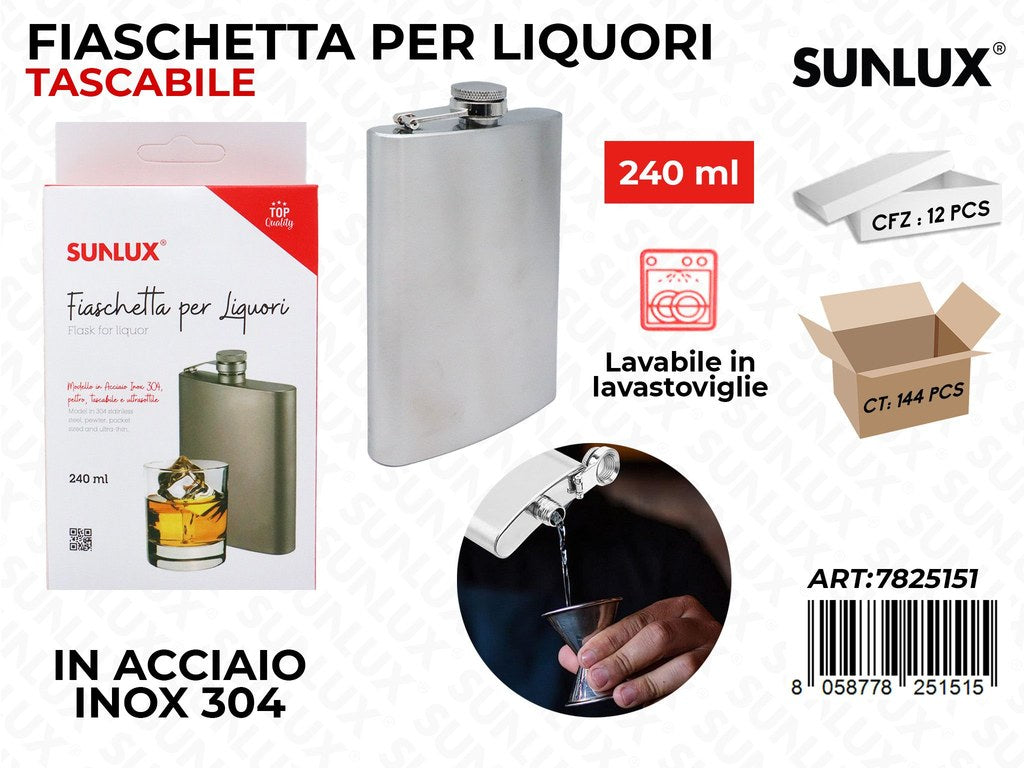 Sunlux Fiaschetta Tasc. Acc.inox 304 240ML