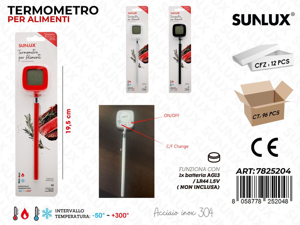 Sunlux Termometro per Alimenti Acc. 304 19.5CM