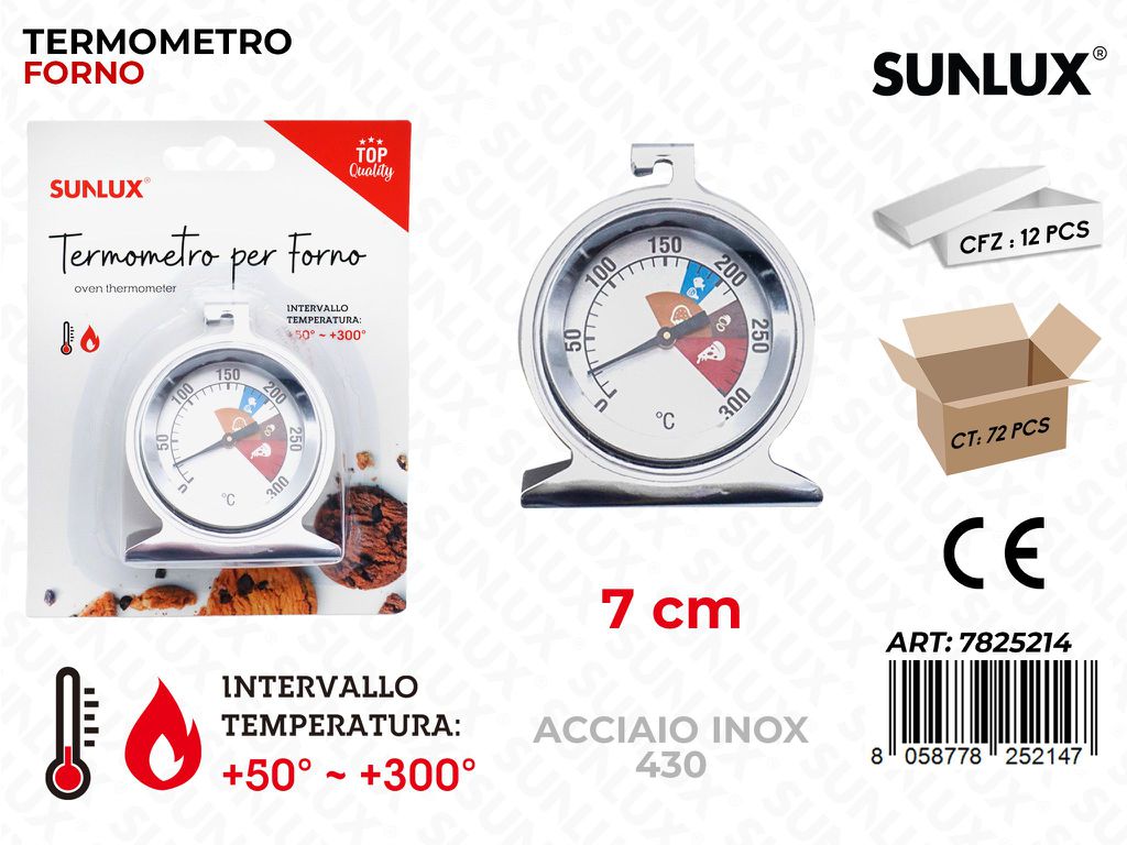 Sunlux Termometro Forno Acciaio 430 TEMP.50A300