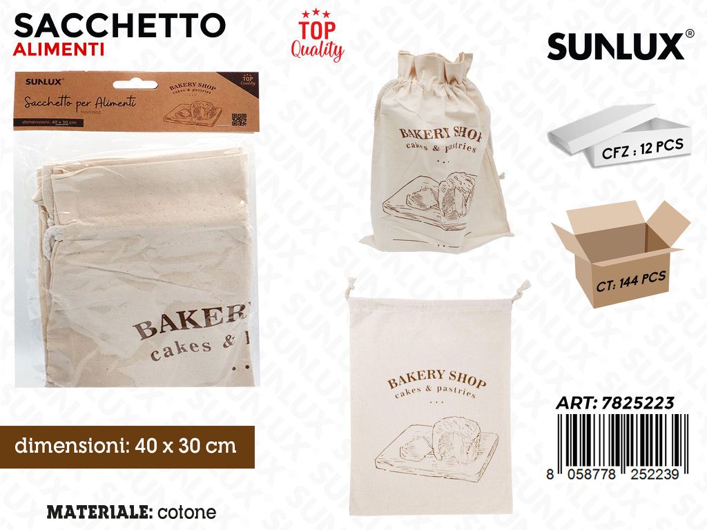 Sunlux Sacchetto per Alimenti Cotone 40*30CM