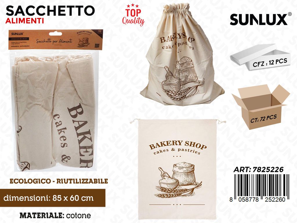 Sunlux Sacchetto per Alimenti Cotone 85*60CM