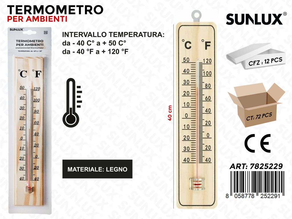 Sunlux Termometro per Ambiente Legno 40CM