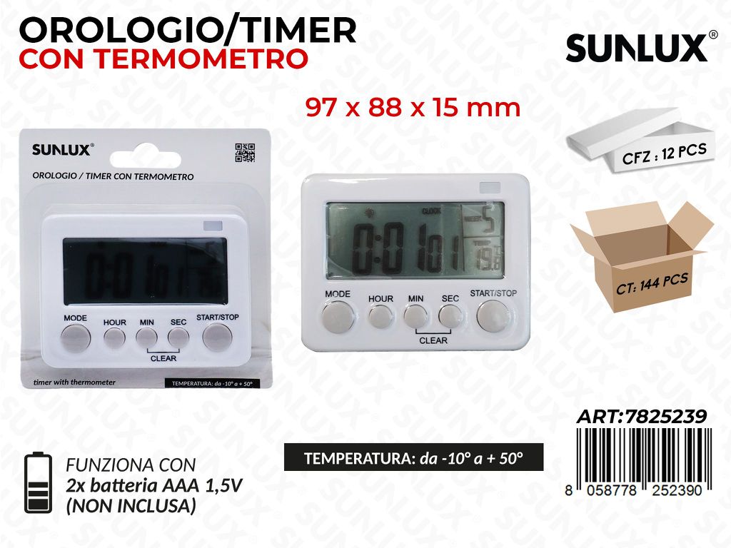 Sunlux Timer c/Termometro 97*88*15MM