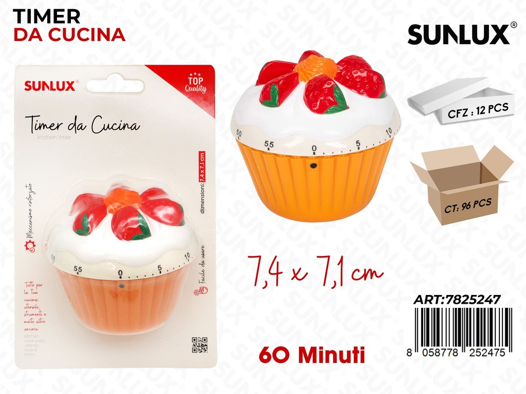 Sunlux Timer da Cucina 60MIN. 7.4*7.1CM
