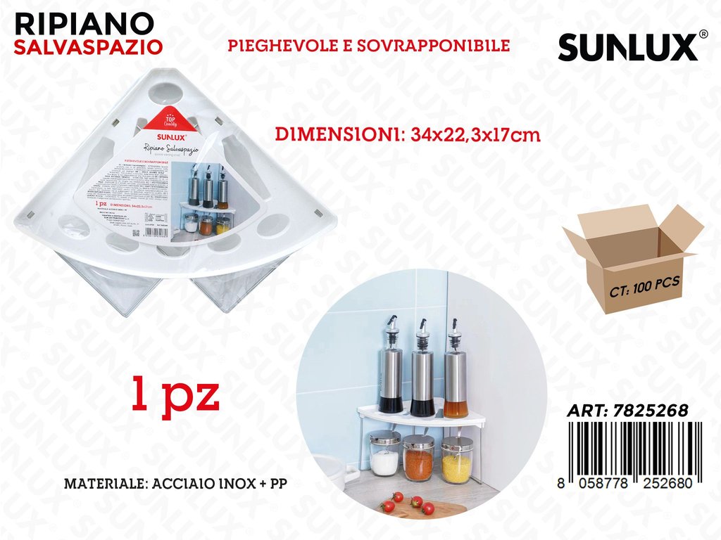Sunlux Ripiano Salvaspazio Acc. Inox 34*22.3*17CM