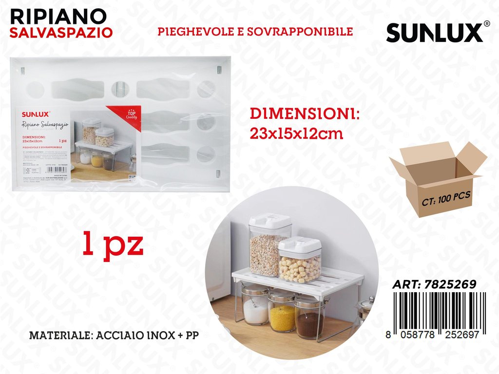 Sunlux Ripiano Salvaspazio Acc. Inox 23*15*12CM