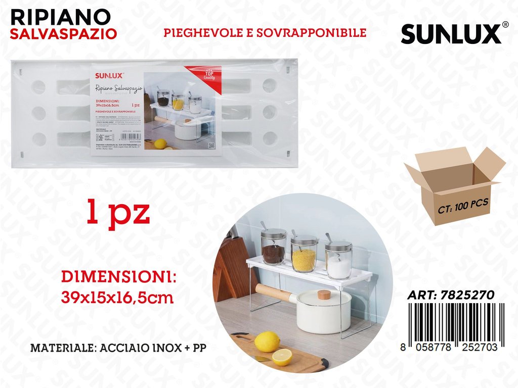 Sunlux Ripiano Salvaspazio Acc. Inox 39*15*16.5CM