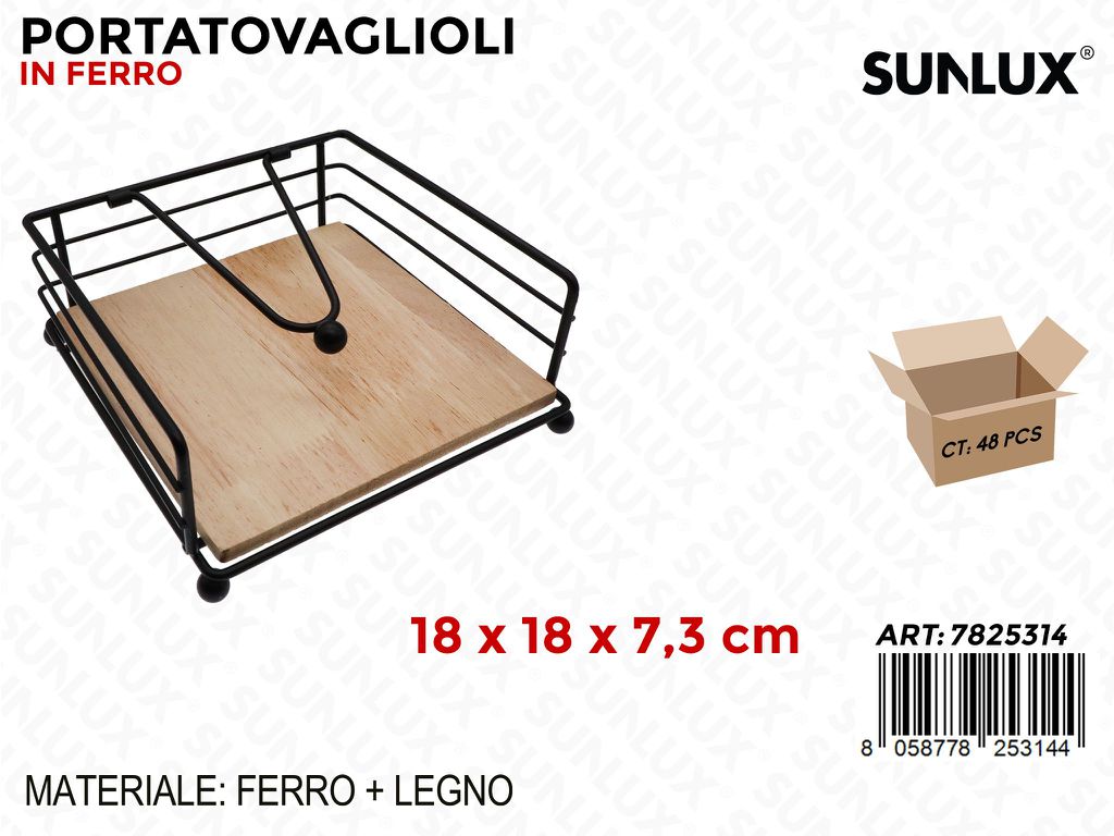 Sunlux Porta Tovaglioli Ferro-legno 18*18*7.3CM