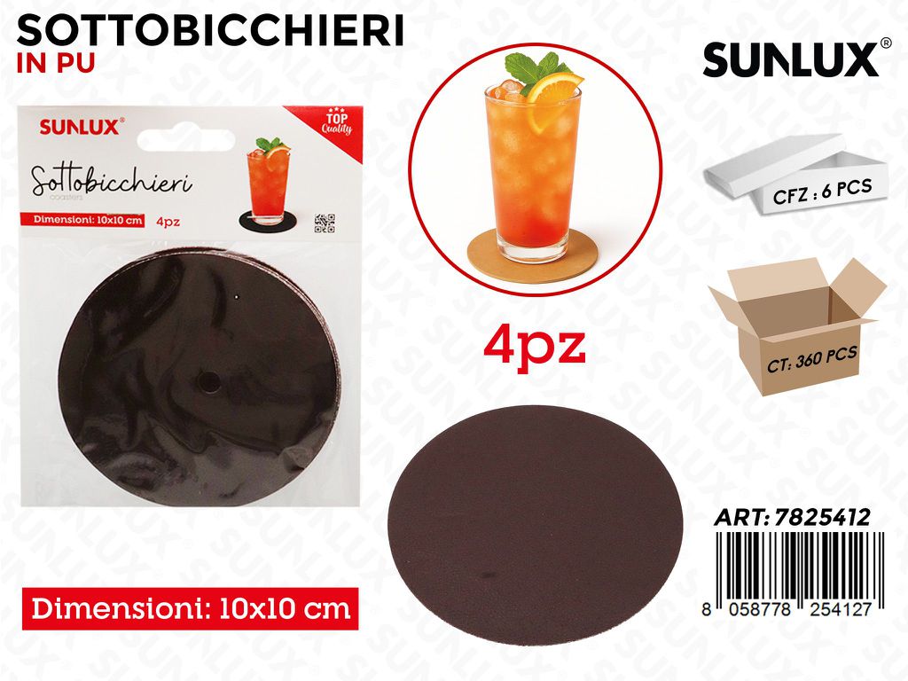 Sunlux Sottobicchieri Marrone 10*10CM 4PCS