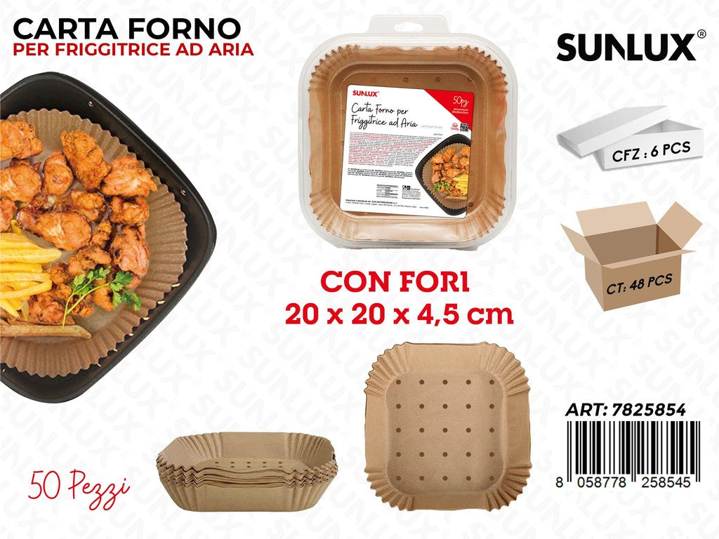 Sunlux Carta Forno Frigg. Aria c/Fori 50PCS 20*20*4.5CM