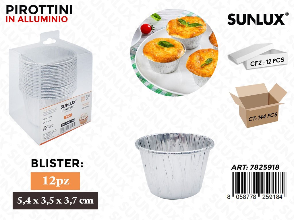 Sunlux Pirottini in Alluminio 12PCS 5.4*3.5*3.7CM