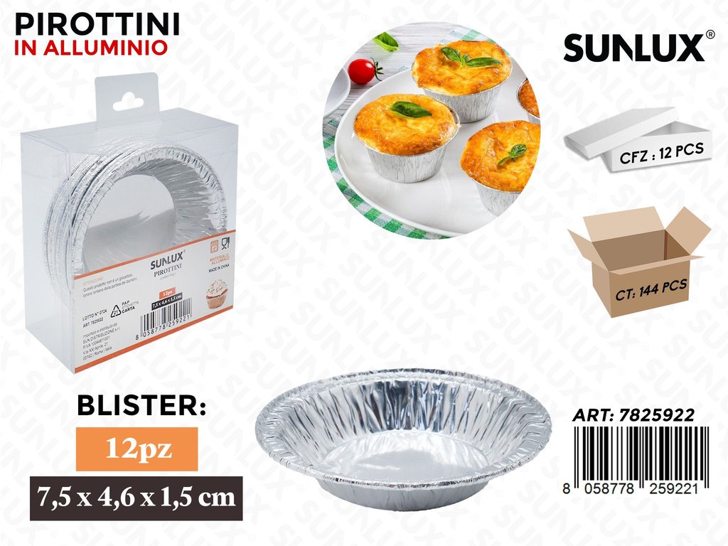 Sunlux Pirottini in Alluminio 12PCS 7.5*4.6*1.5CM