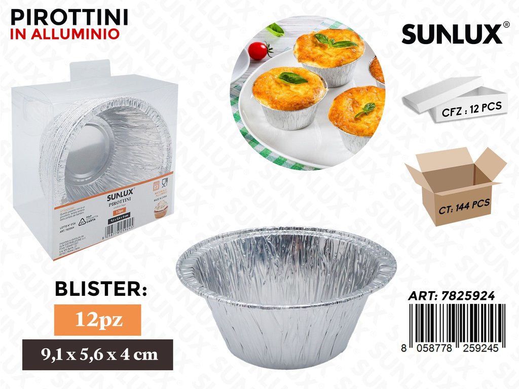 Sunlux Pirottini in Alluminio 12PCS 9.1*5.6*4CM