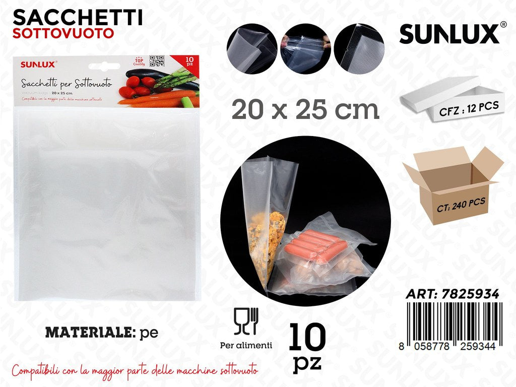 Sunlux Sacchetti Sottovuoto Pe 10PCS 20*25CM