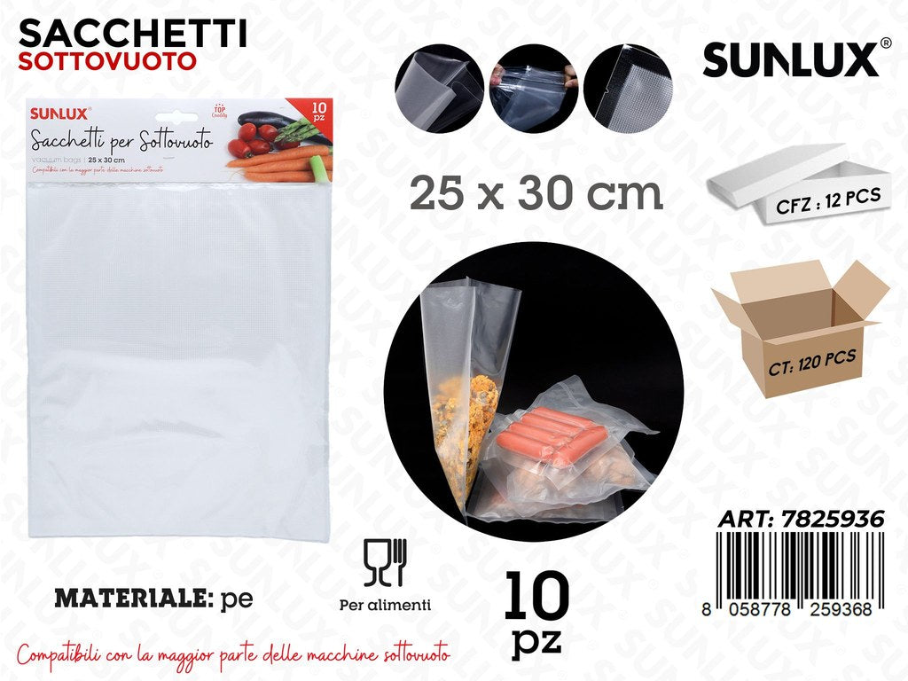 Sunlux Sacchetti Sottovuoto Pe 10PCS 25*30CM