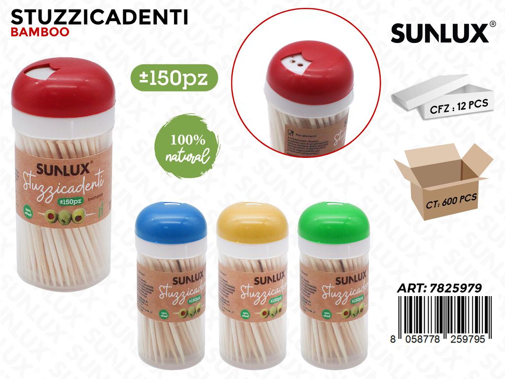 Sunlux Stuzzicadenti in Bamboo ASS.150PCS