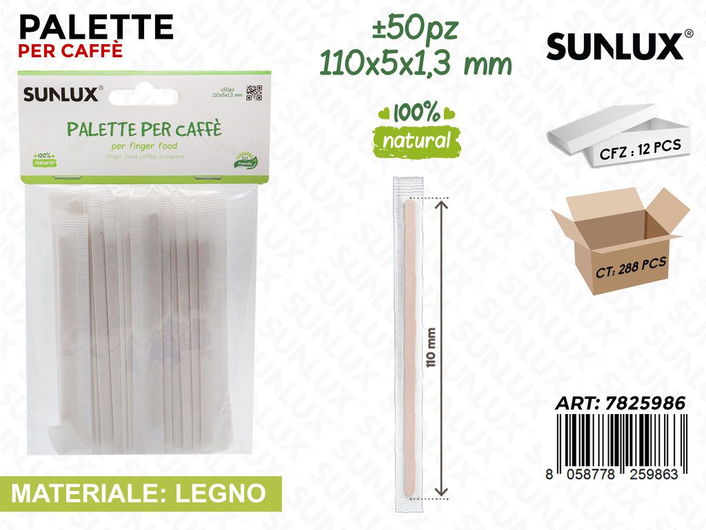 Sunlux Palette per Caffe Legno 50PCS 110*5*1.3MM