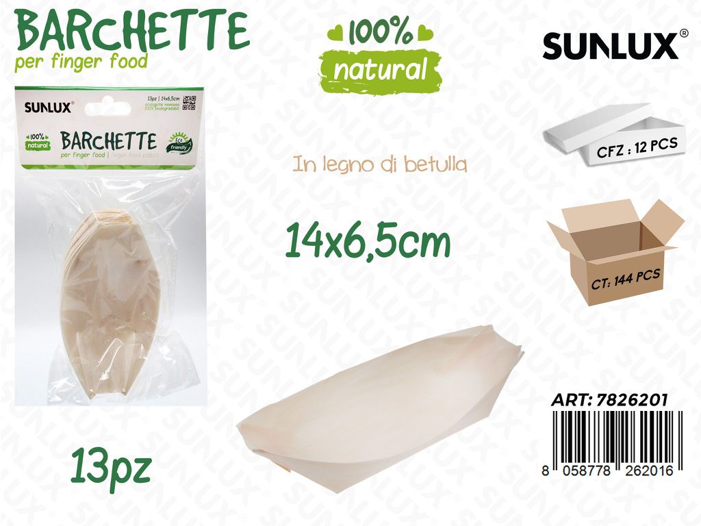 Barchette in Pino Biodegr. 13PCS 14*6.5CM
