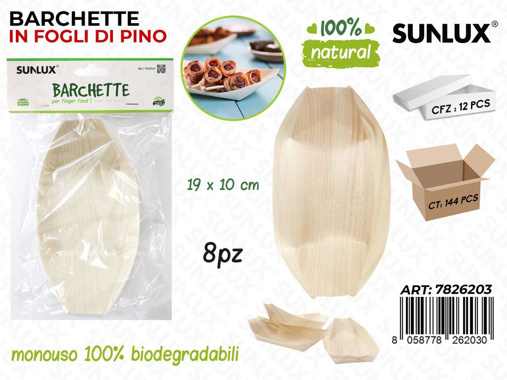 Barchette in Pino Biodegr. 8PCS 19*10CM