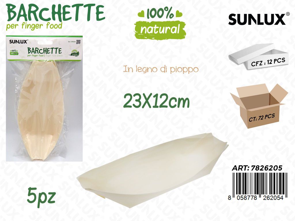 Barchette in Pino Biodegr. 5PCS 23*12CM