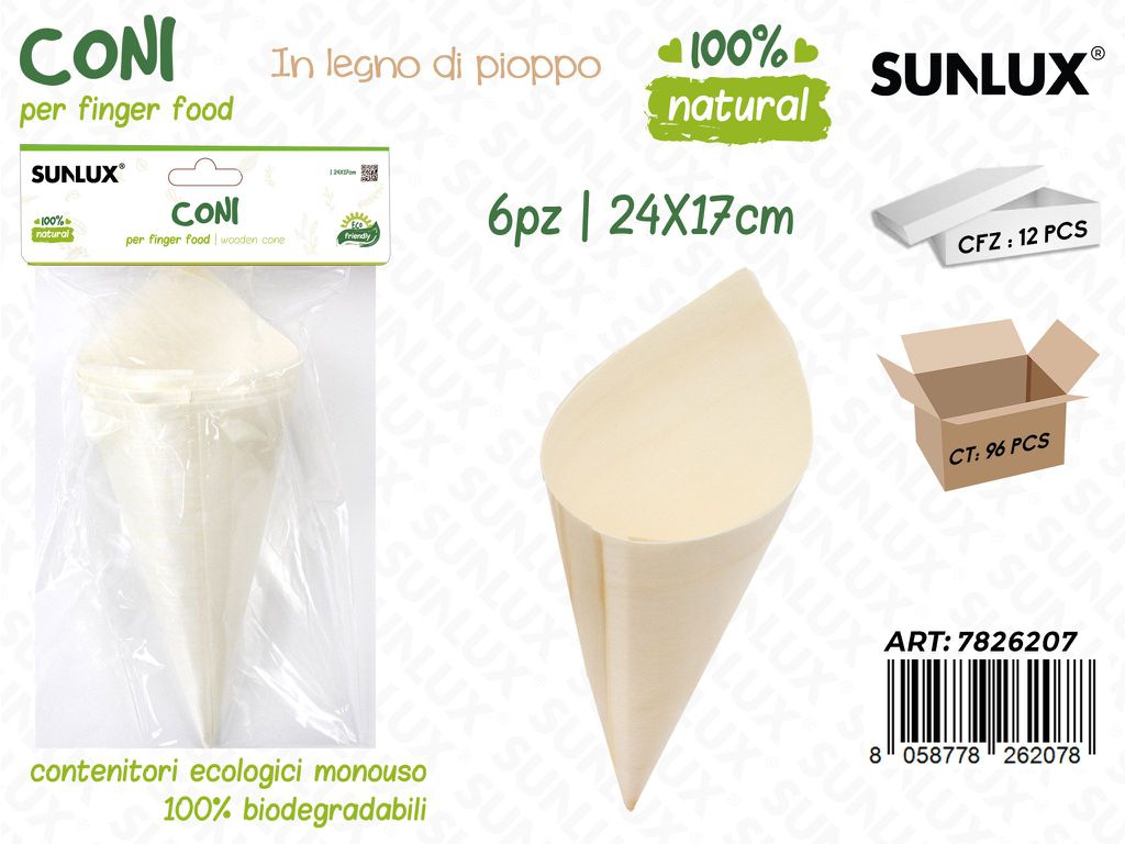Coni in Pino Biodegr. 6PCS 24*17CM
