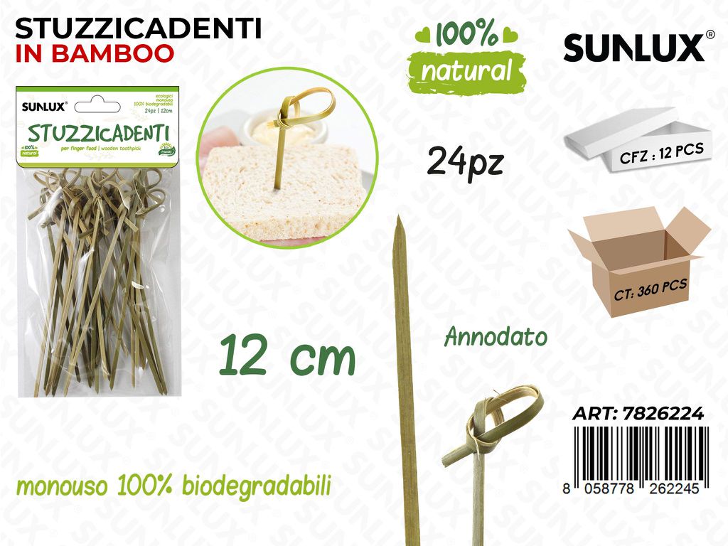 Stuzzicadenti in Bamboo Biodegr. 24PCS 12CM