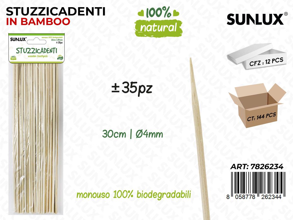 Stuzzicadenti in Bamboo 35PCS D.4MM*30CM