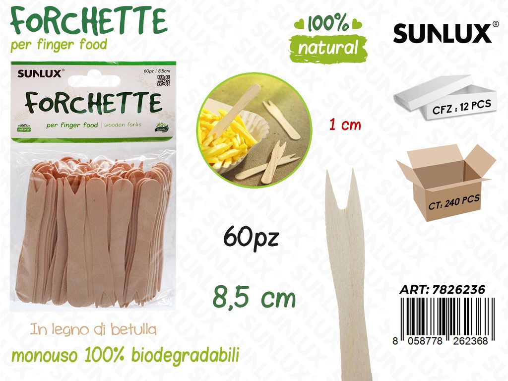 Forchettine in Bamboo 60PCS 8.5CM