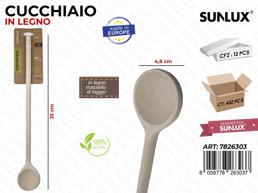 Cucchiaio in Legno di Faggio 4.8*35 Cm