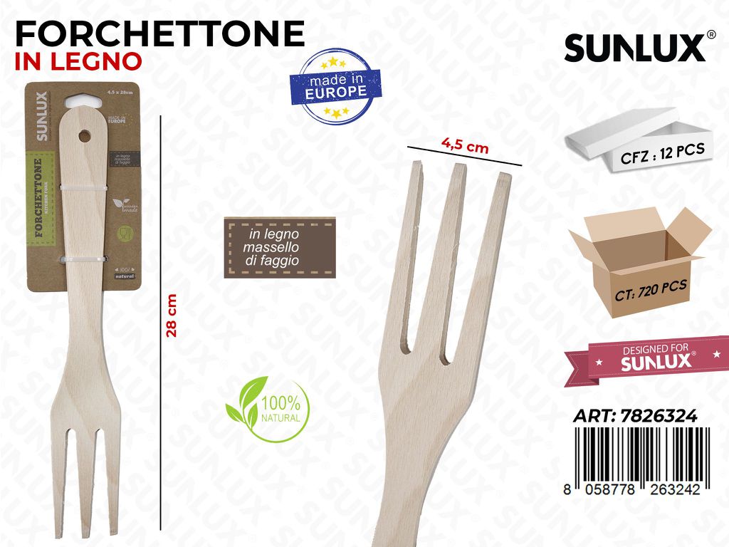 Forchettone in Legno di Faggio 4.5*28 Cm