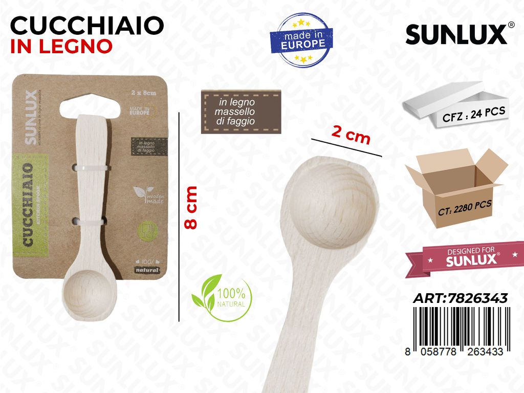 Cucchiaio in Legno di Faggio 2*8CM