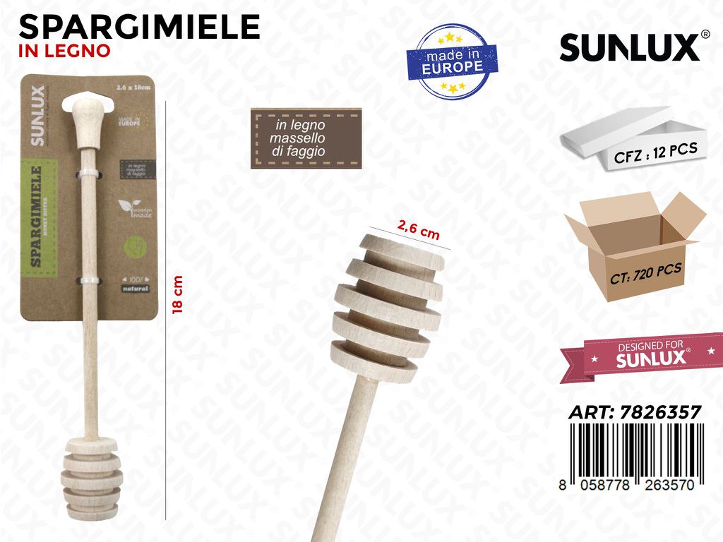 Spargimiele in Legno di Faggio 2.6*18CM