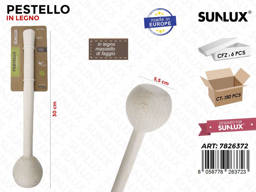 Pestello in Legno di Faggio 5.5*30 Cm