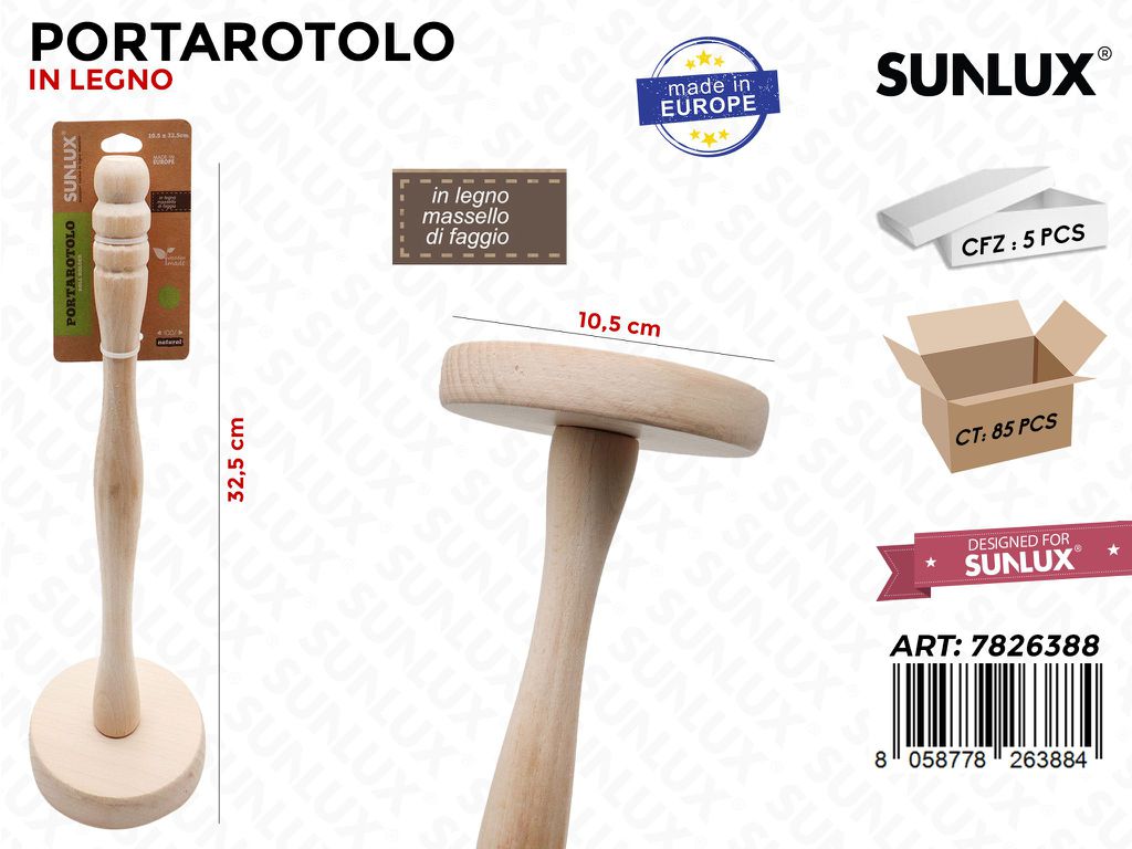 Portarotolo in Legno di Faggio 10.5*32.5 Cm /Pz DA5